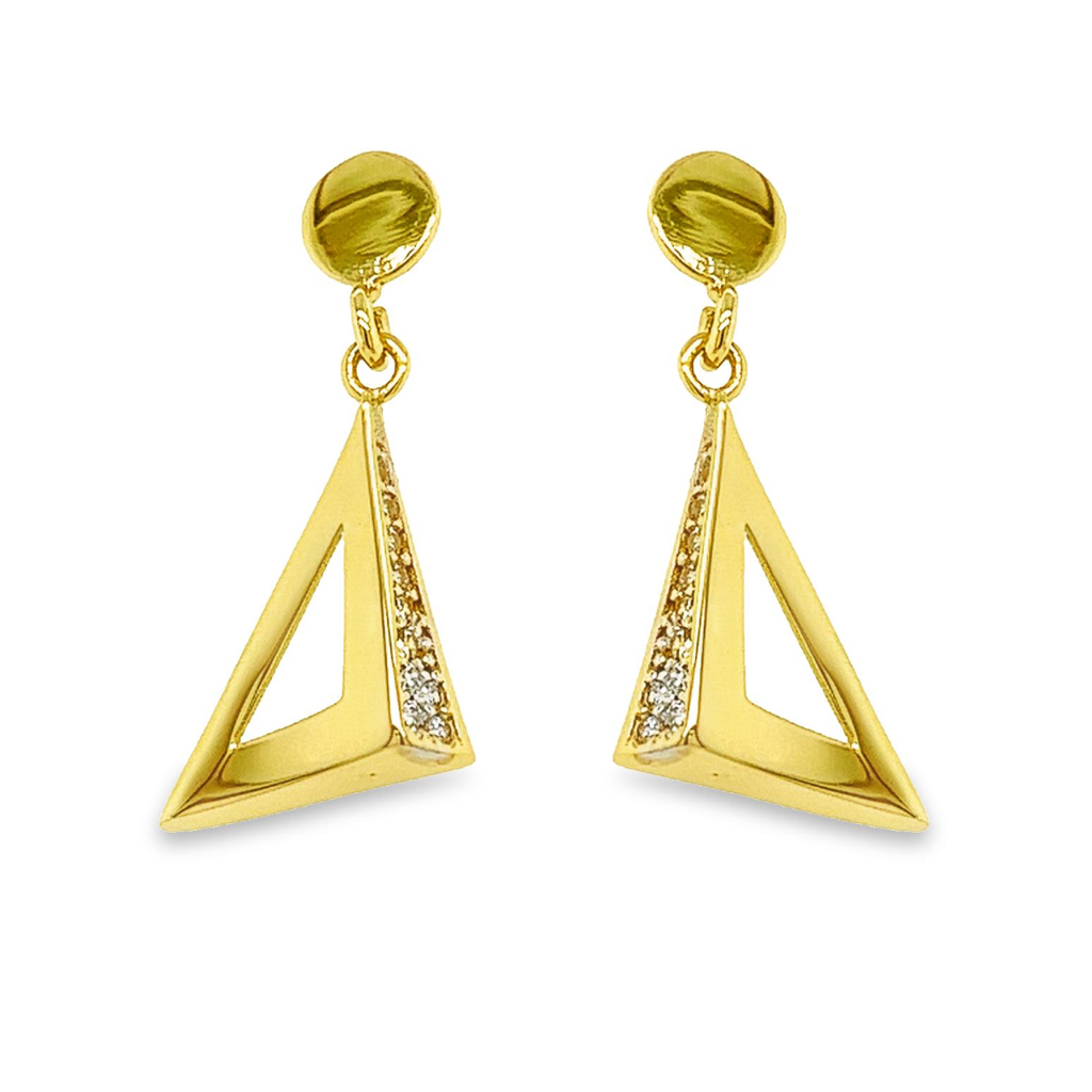 Yellow gold earrings with Zirconia