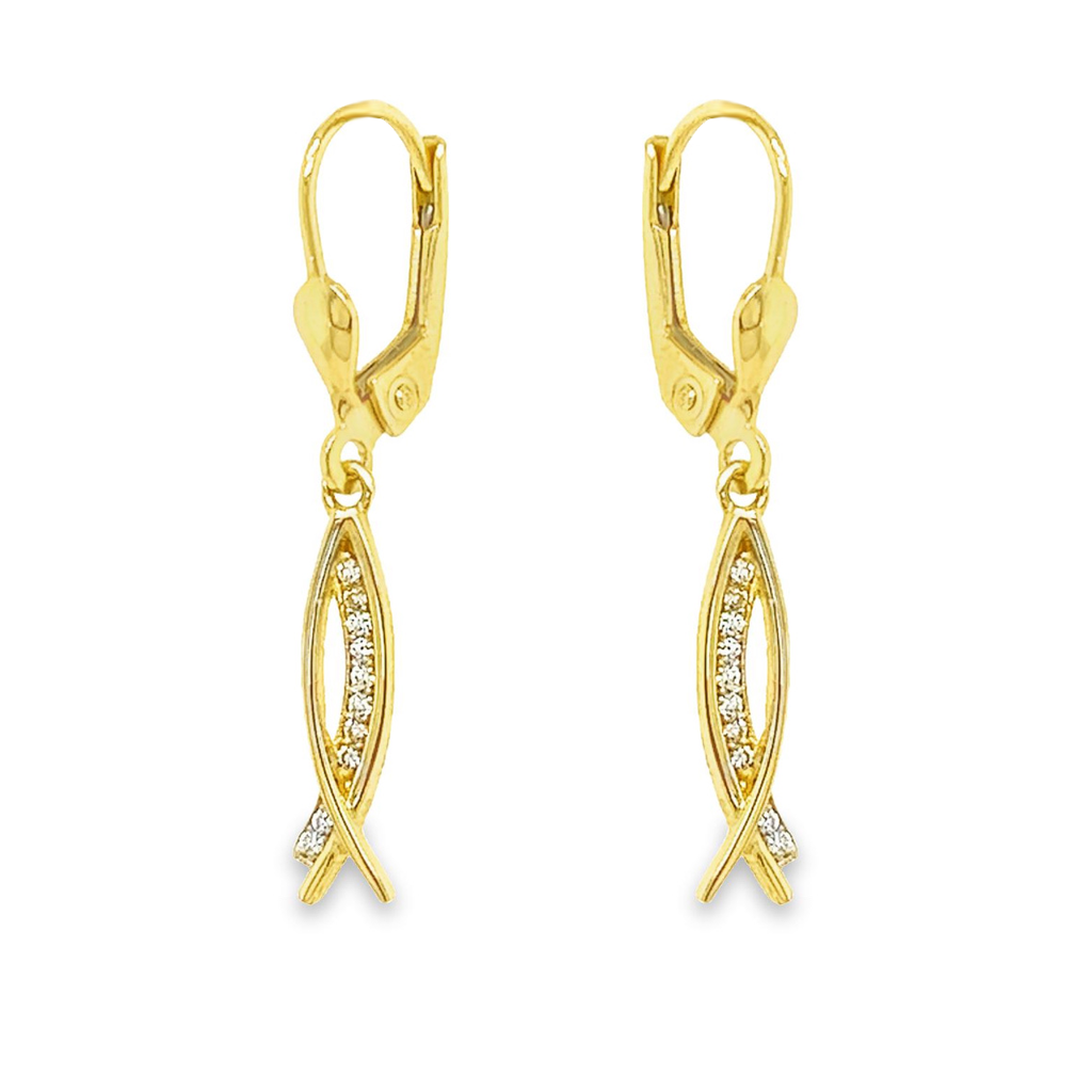 Geelgouden oorhangers met Zirkonia