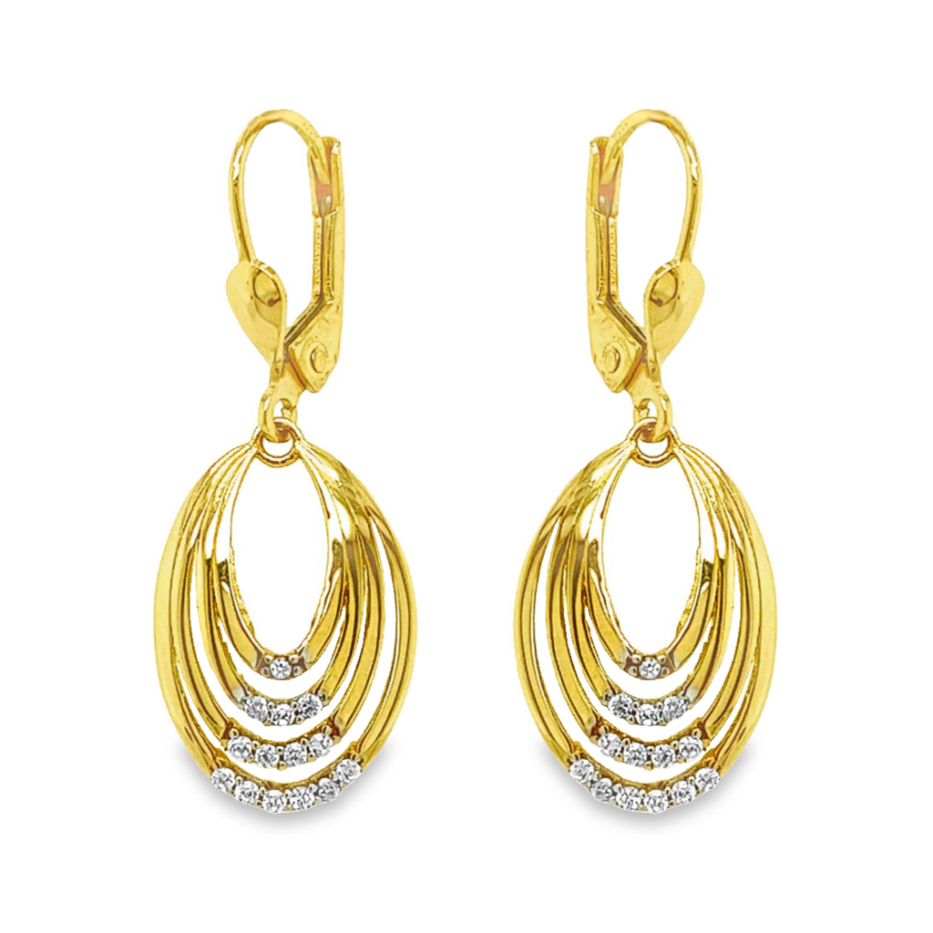 Geelgouden oorhangers met Zirkonia