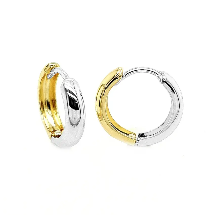 [GOR1017] Bicolor gold hoop earrings