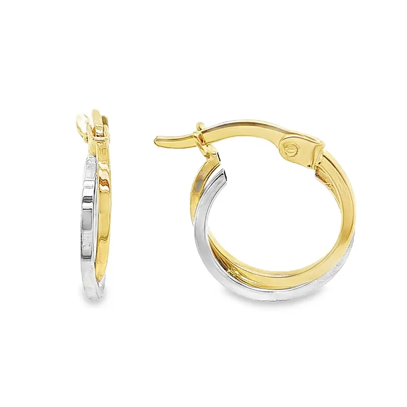 [GOR1018] Bicolor gold earrings Fantasy