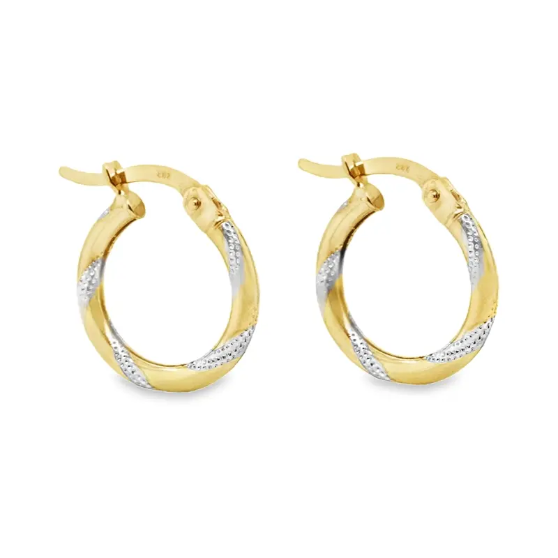 [GOR1024] Bicolor gold earrings Fantasy