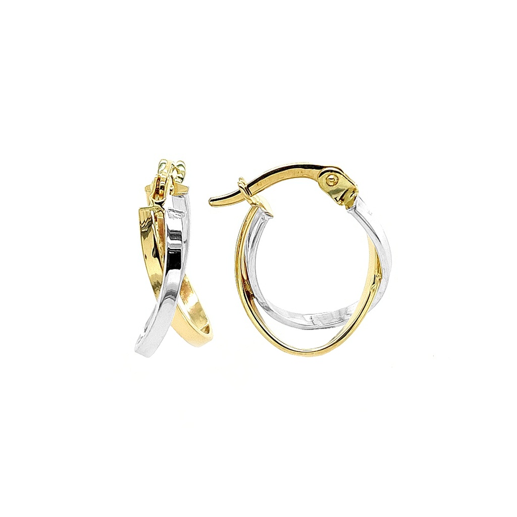 [GOR1029] Bicolor gouden oorringen Fantasie