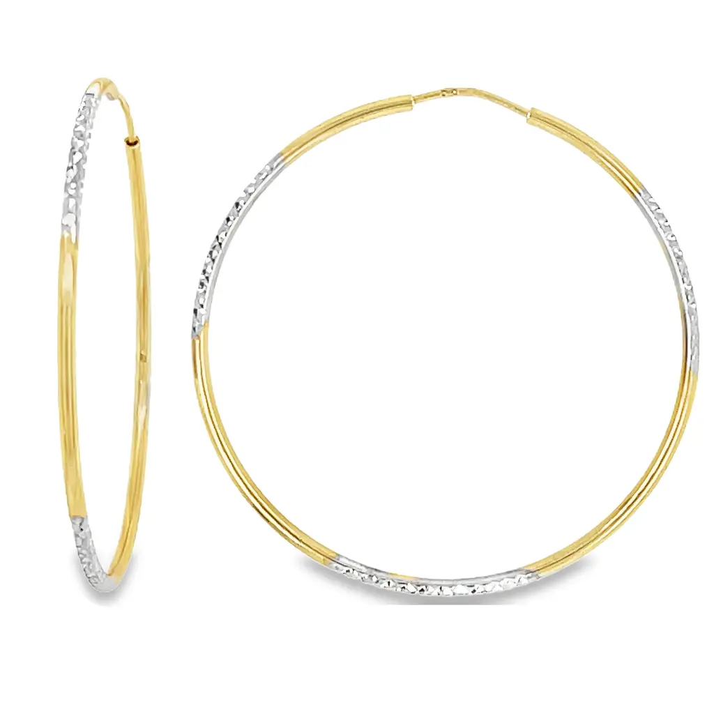 Bicolor gouden oorringen Fantasie 44mm hoog