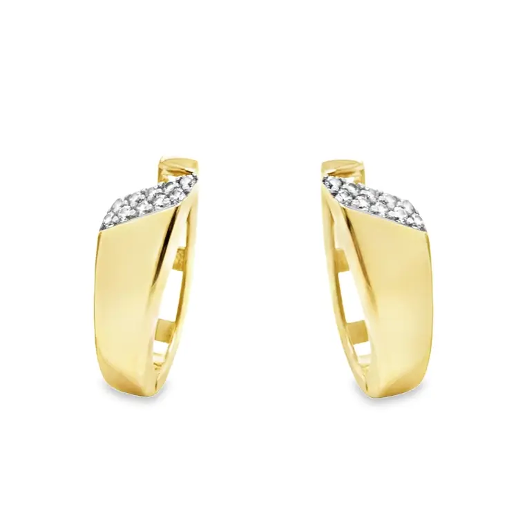 Yellow gold hoop earrings Fantasy with Zirconia stones