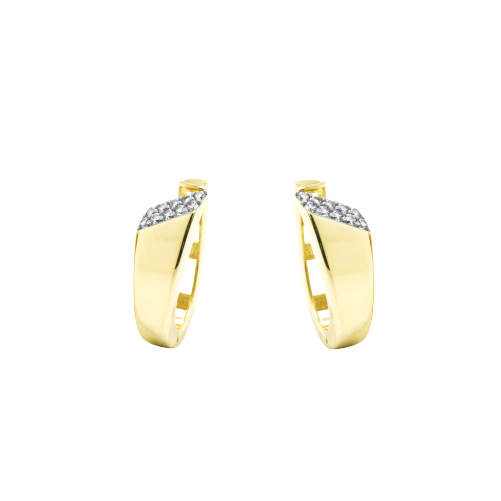 Yellow gold hoop earrings Fantasy with Zirconia stones