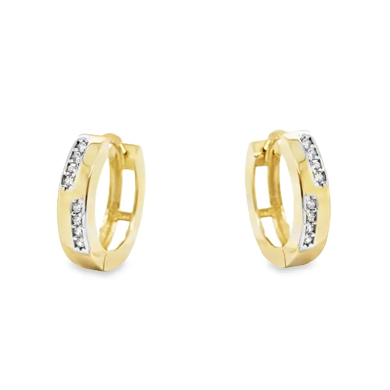 Yellow gold hoop earrings with Zirconia stones