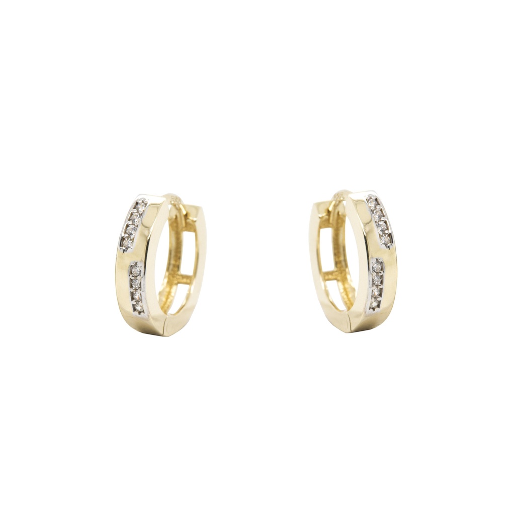 Yellow gold hoop earrings with Zirconia stones