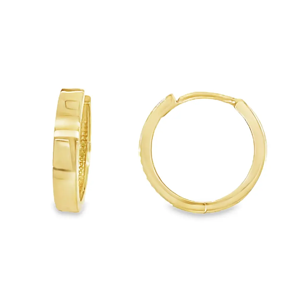 Yellow gold hoop earrings 13.5 x 2.7mm