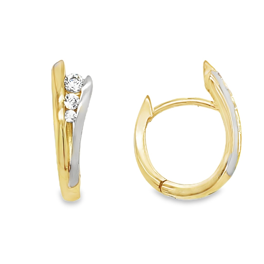 [GOR1069] Bicolor gouden klapoorringen met Zirkonia stenen