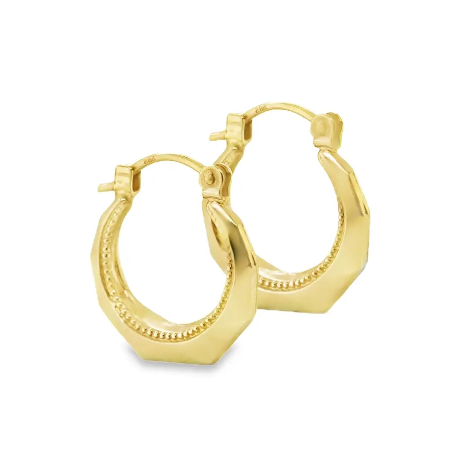 [GOR1074] Geelgouden (schippers)oorringen Fantasie 15 x 3mm