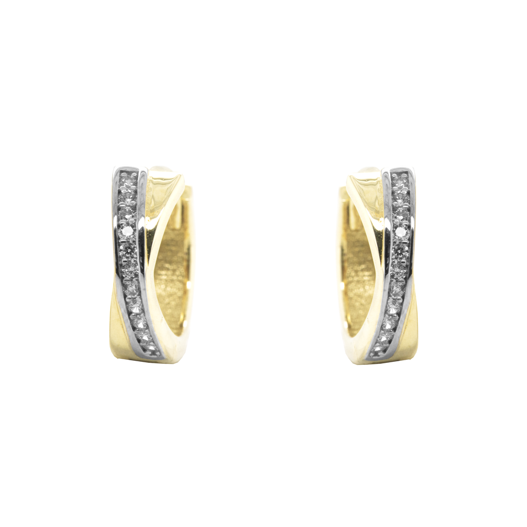 Yellow gold hoop earrings Fantasy with Zirconia stones