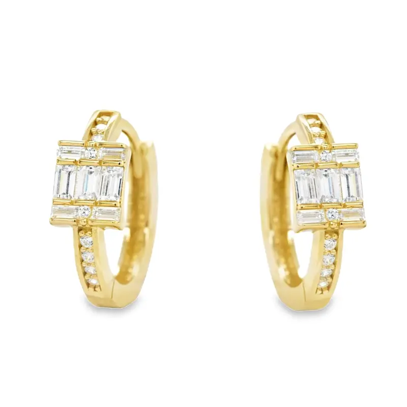 Yellow gold hoop earrings with Zirconia stones