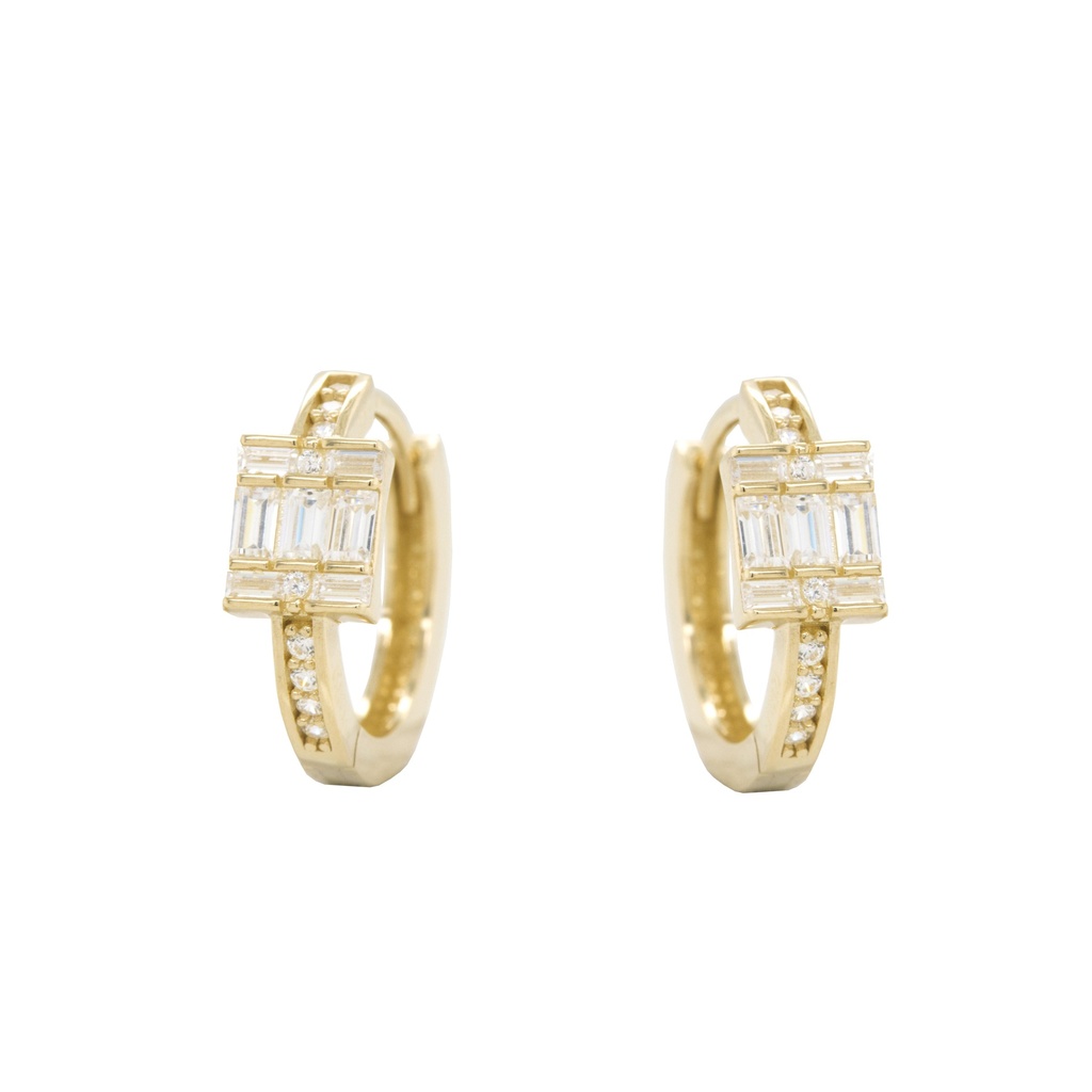 Yellow gold hoop earrings with Zirconia stones