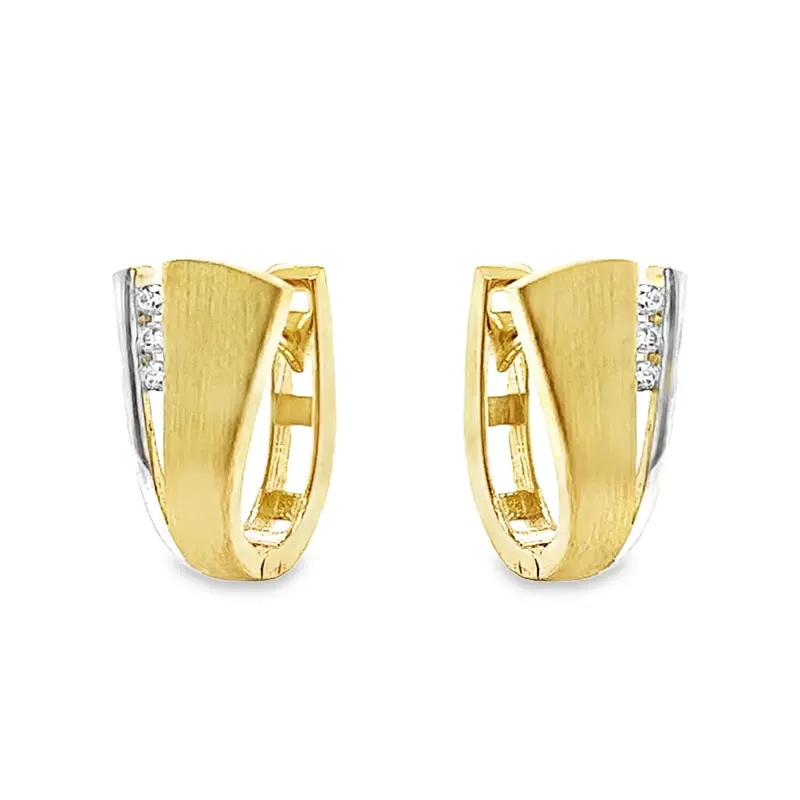 Bicolor gold hoop earrings with Zirconia stones