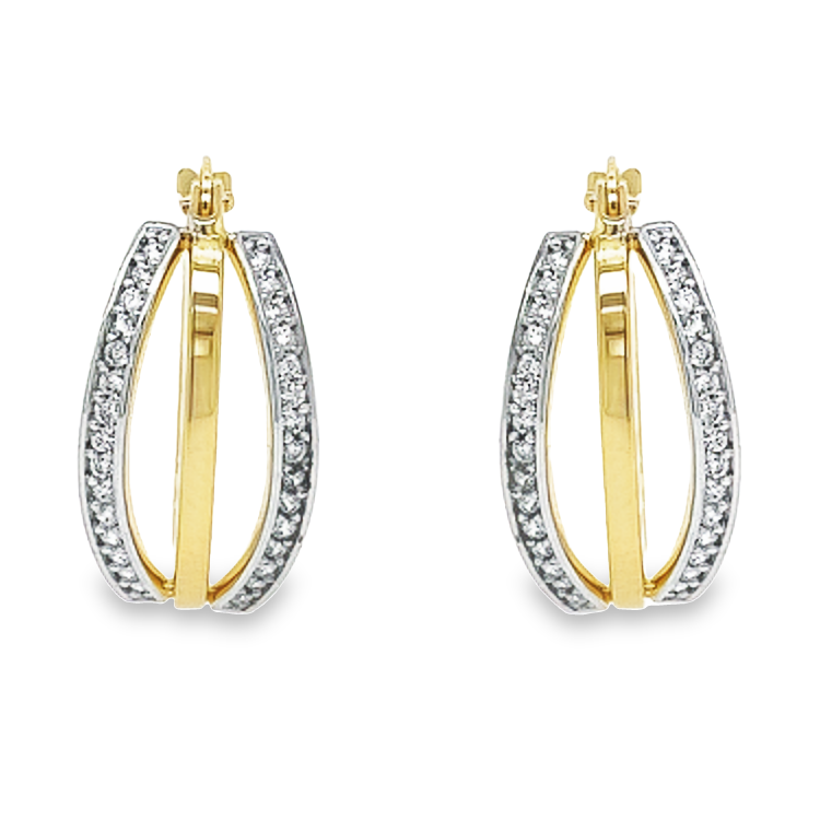 Bicolor gold earrings Fantasy with Zirconia