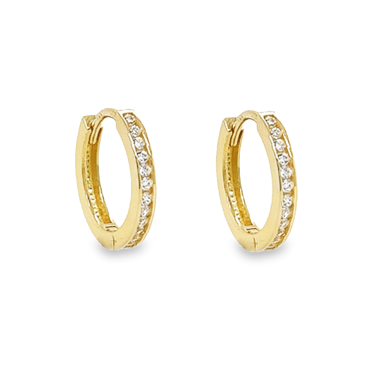 Geelgouden rij oorringen met Zirkonia 12,5 x 1,9mm