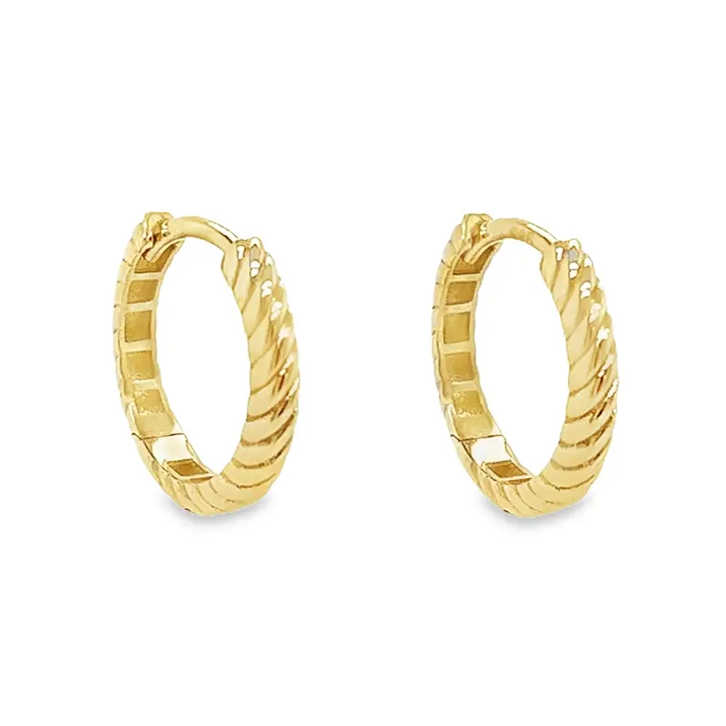 Yellow gold earrings Fantasy decorated 15 x 2.6mm