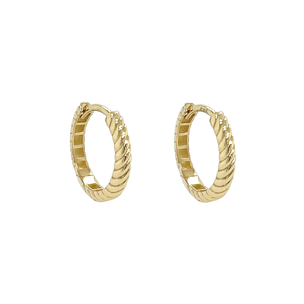 Yellow gold earrings Fantasy decorated 15 x 2.6mm