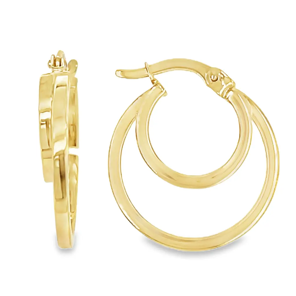 Geelgouden oorringen Fantasie Dubbele ring