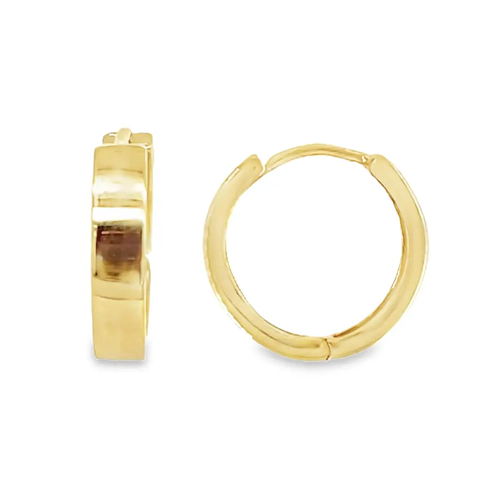 Yellow gold hoop earrings 13.5 x 3mm