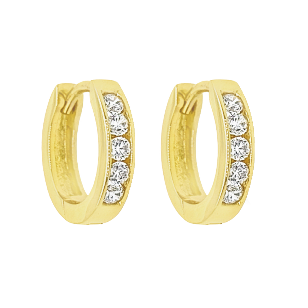 Geelgouden oorringen met Rij Zirkonia 13,8 x 2,9mm