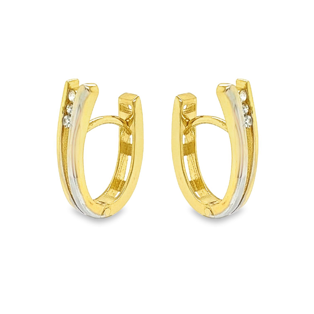 Bicolor gouden oorringen met Zirkonia