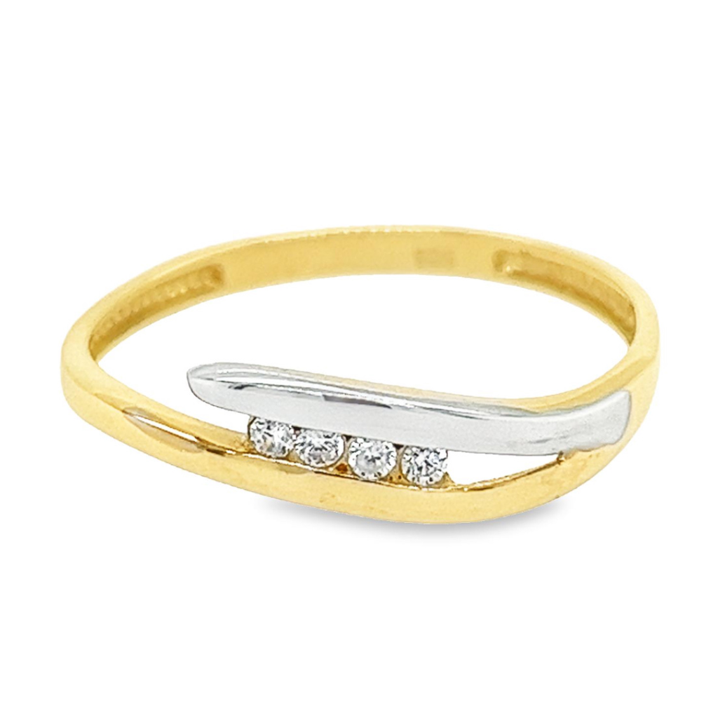 Bicolor gold ring Fantasy with Zirconia stones