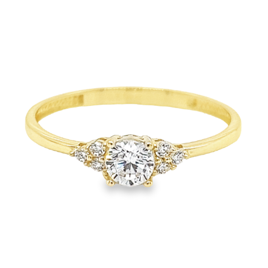 Geelgouden ring met Zirkonia stenen