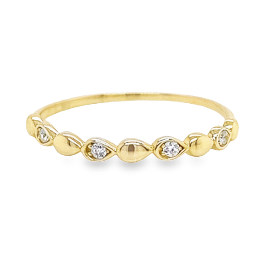 Geelgouden (aanschuif)ring met Zirkonia steentjes