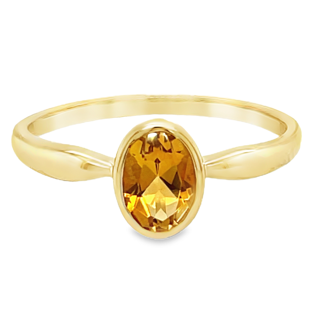 [GRE2272-52] Geelgouden ring met Citrien ovaal (16,5 / 52)