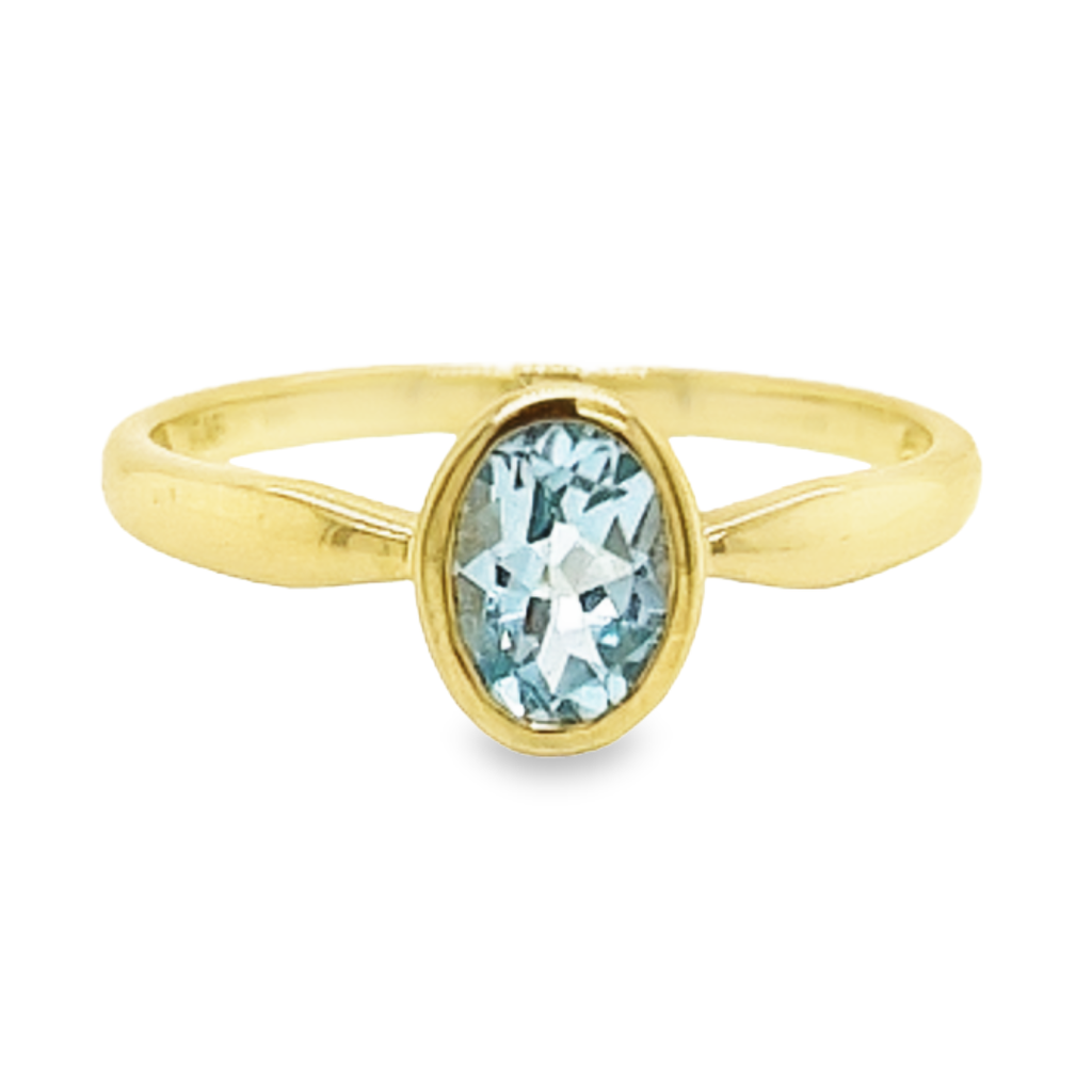Yellow gold ring with Sky Blue Topaz