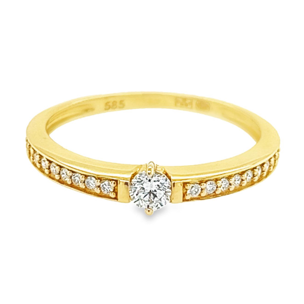 Yellow gold ring with diamond 0.22 carats