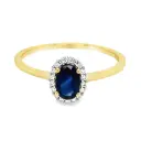 Yellow gold ring with Sapphire 0.50ct and Diamond 0.08ct SI/H