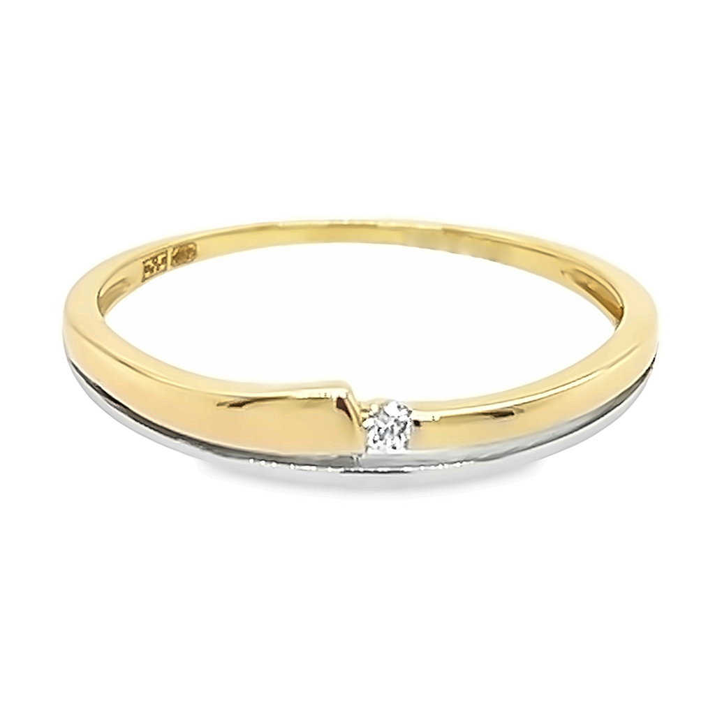 Bicolor gold ring with diamond 0.02 carat TW/SI2