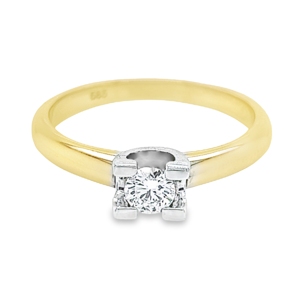 Bicolor gouden ring met Diamant 0,25 karaat