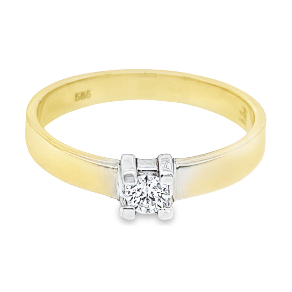 Bicolor gold ring with diamond 0.15 carats