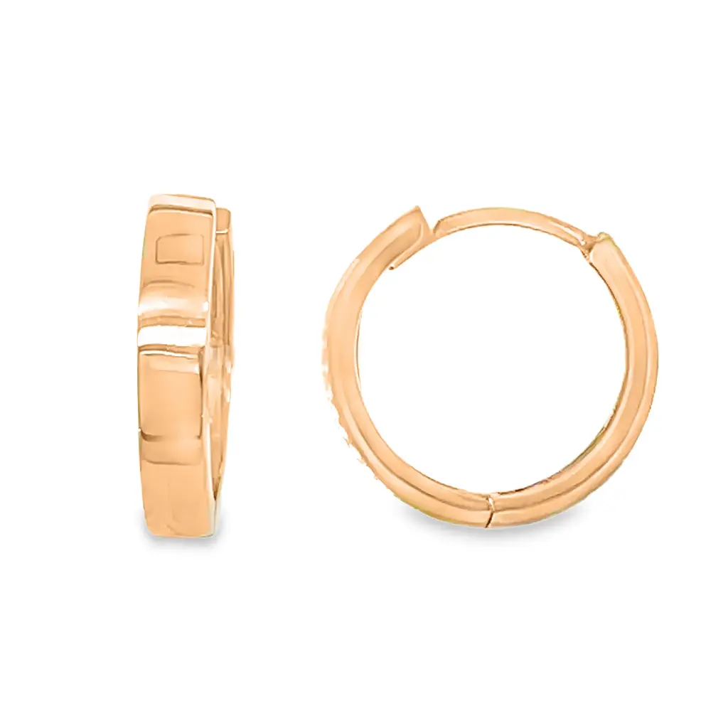Rose gold hoop earrings 13.5 x 3mm