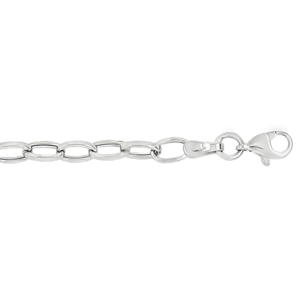 [WA0143] White gold charm bracelet 3.7mm wide