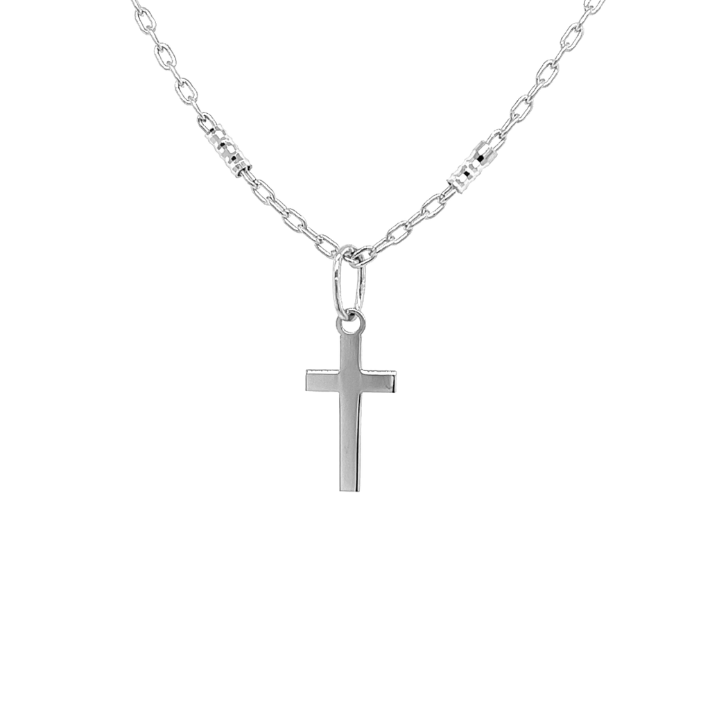 [WH0552] White gold pendant cross 7.1mm wide