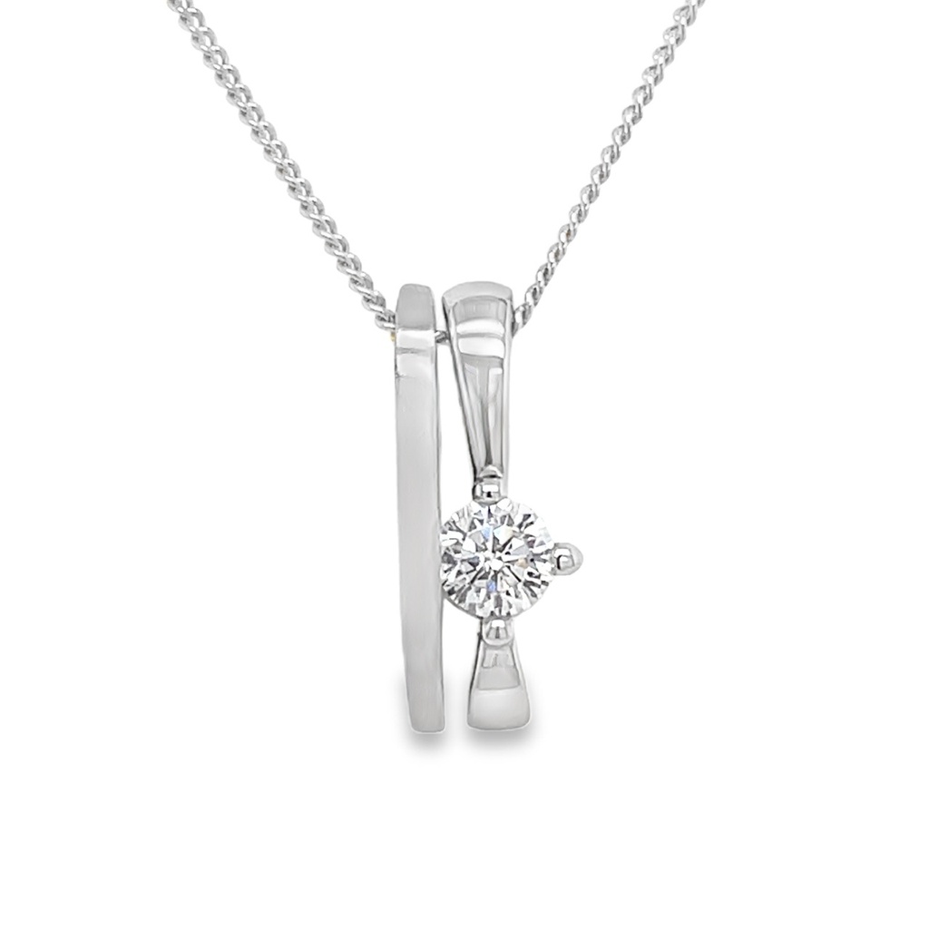 Witgouden hanger Fantasie met Zirkonia steen