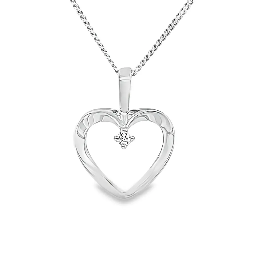Witgouden harthanger met Diamant 0,02 karaat
