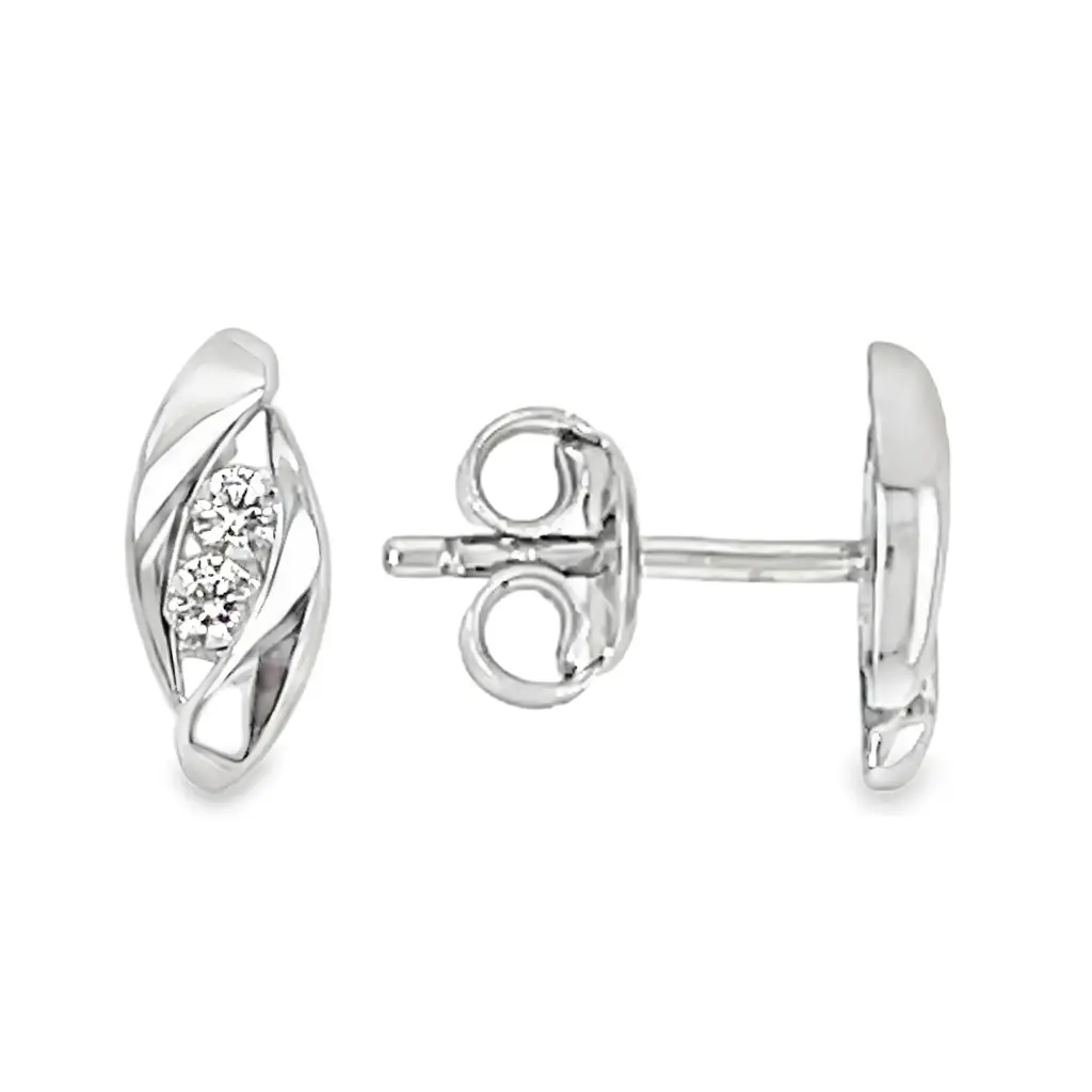 White gold stud earrings with Zirconia stones