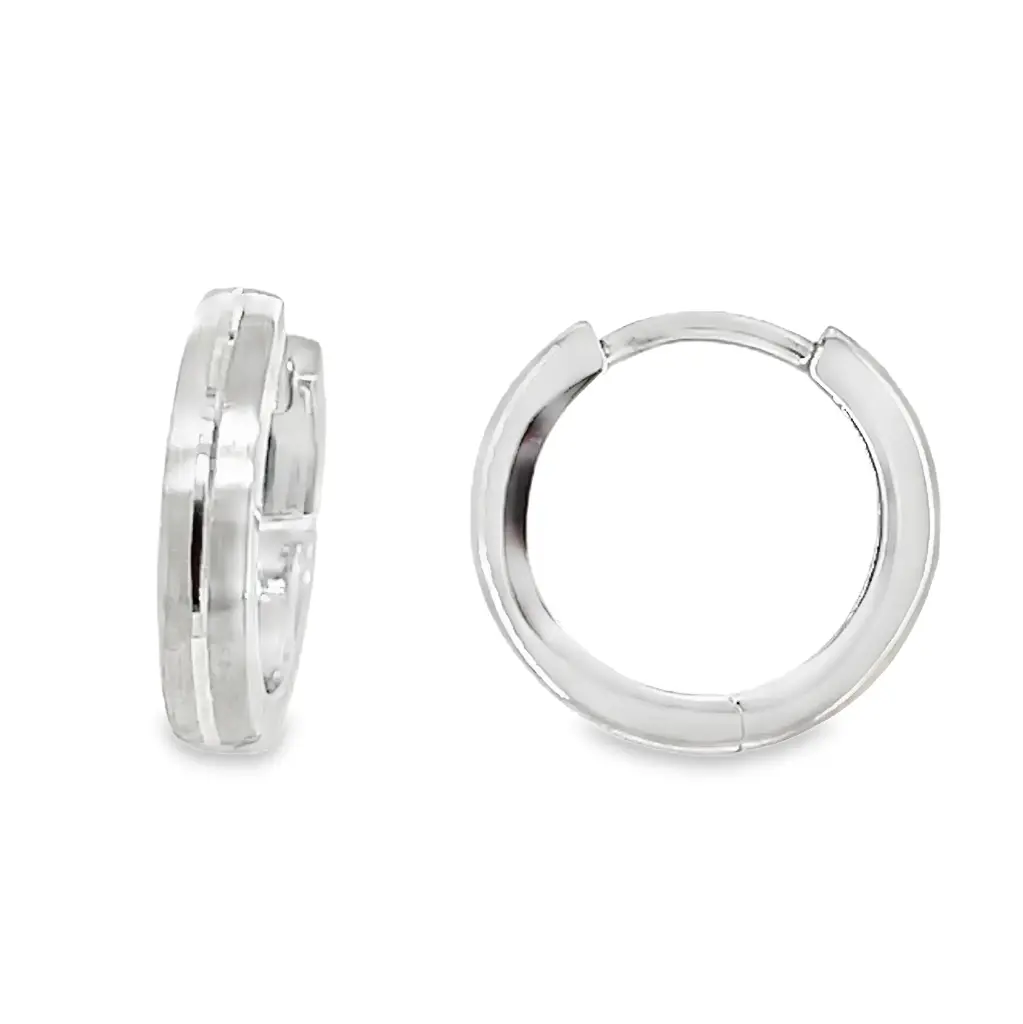 White gold hoop earrings Fantasy matte/gloss