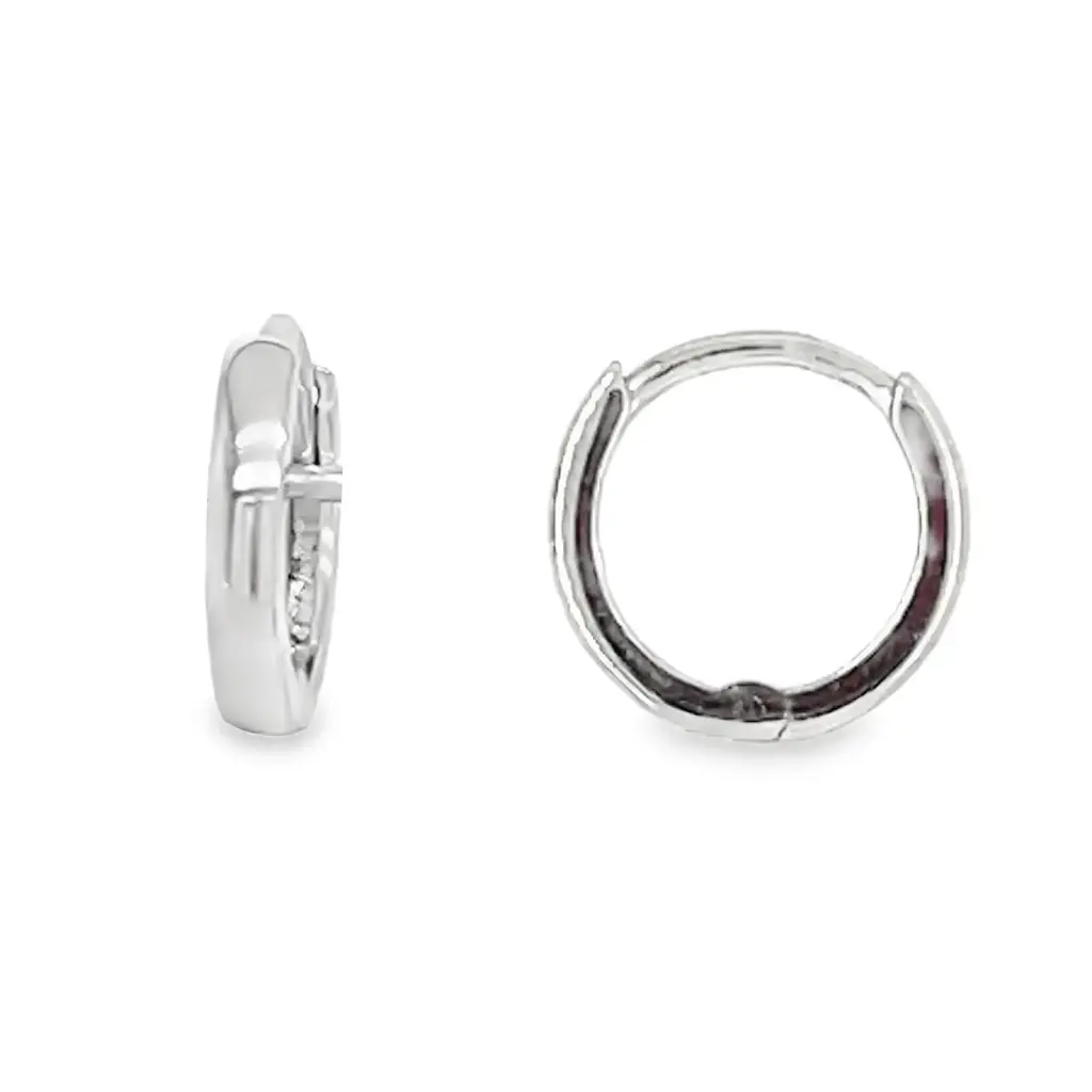 [WOR1083] White gold hinged earrings 9x1.5mm