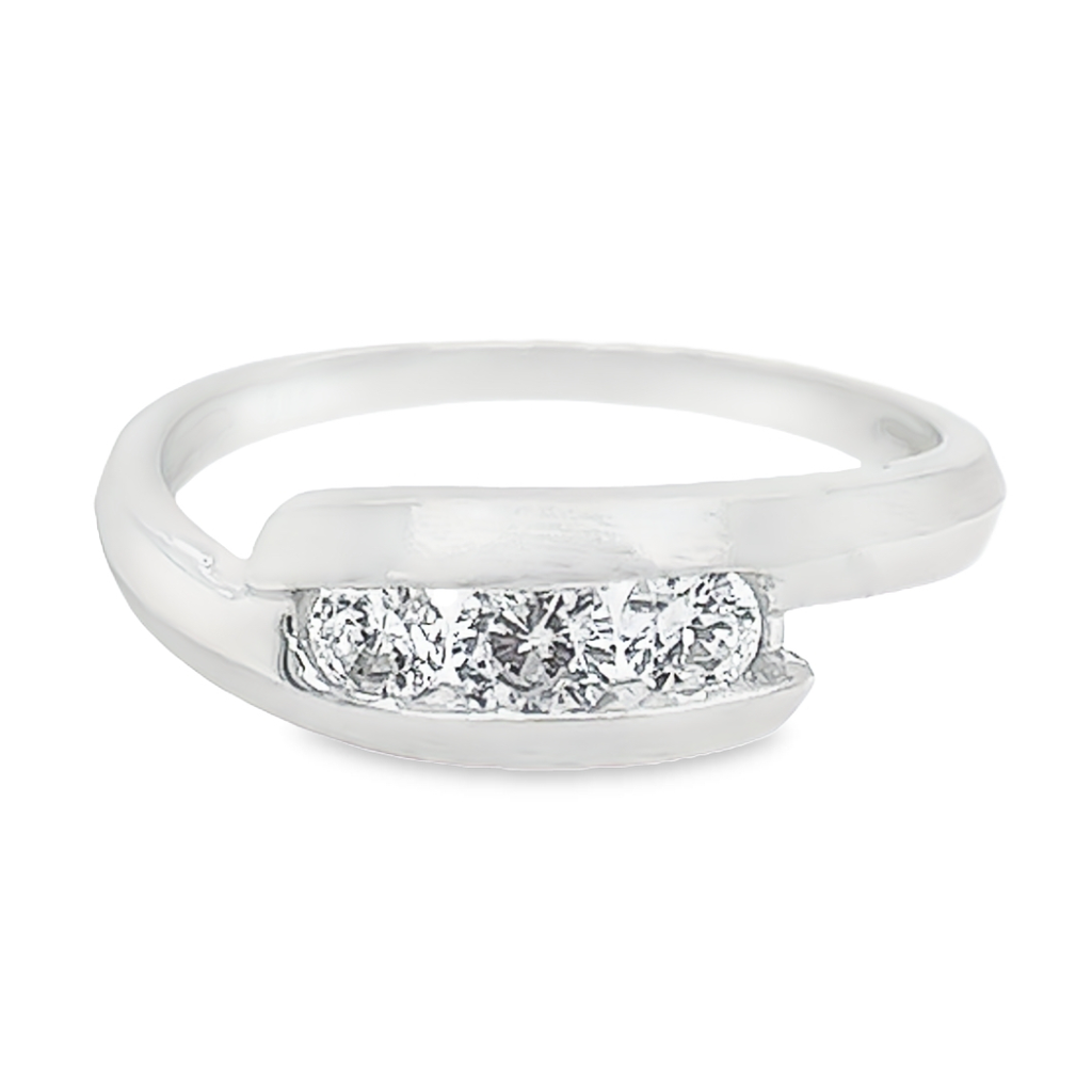 White gold ring Fantasy Matte/Gloss with Zirconia stones