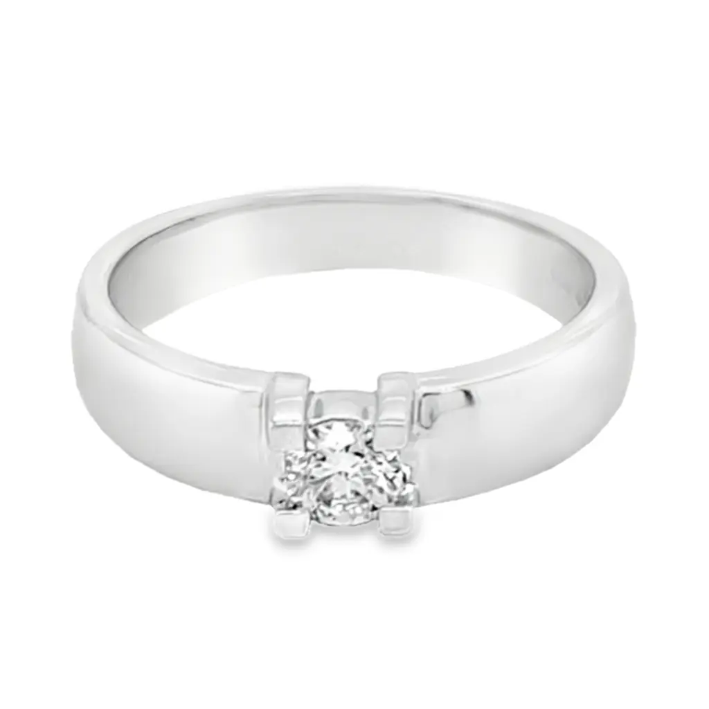 Witgouden solitairring met Diamant 0,25 karaat