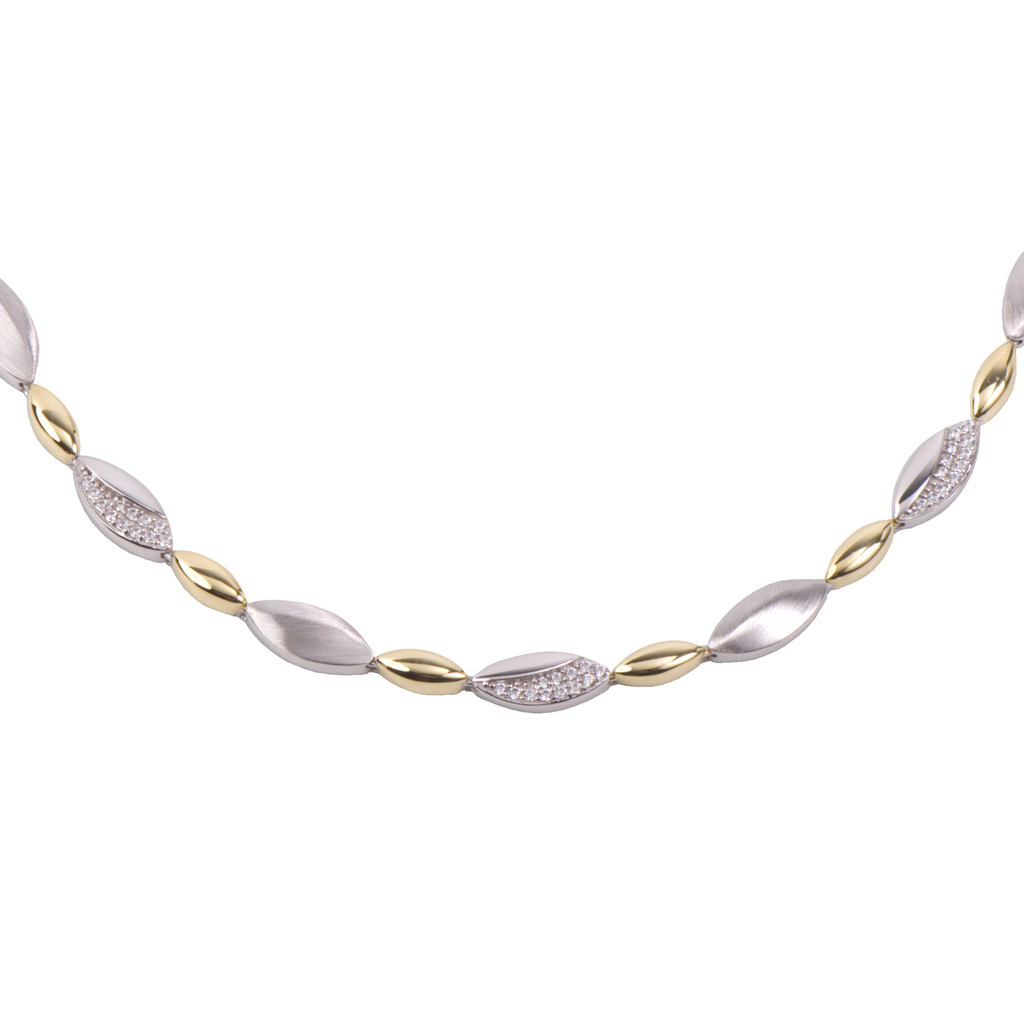 [ZC1746] Silver necklace Bicolor with Zirconia
