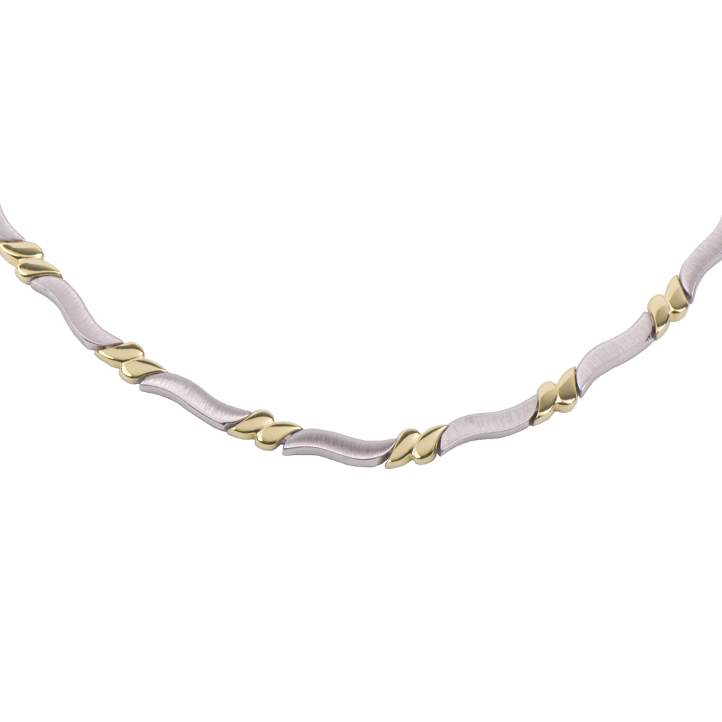 Zilveren collier met vergulde tussen schakels WRSM