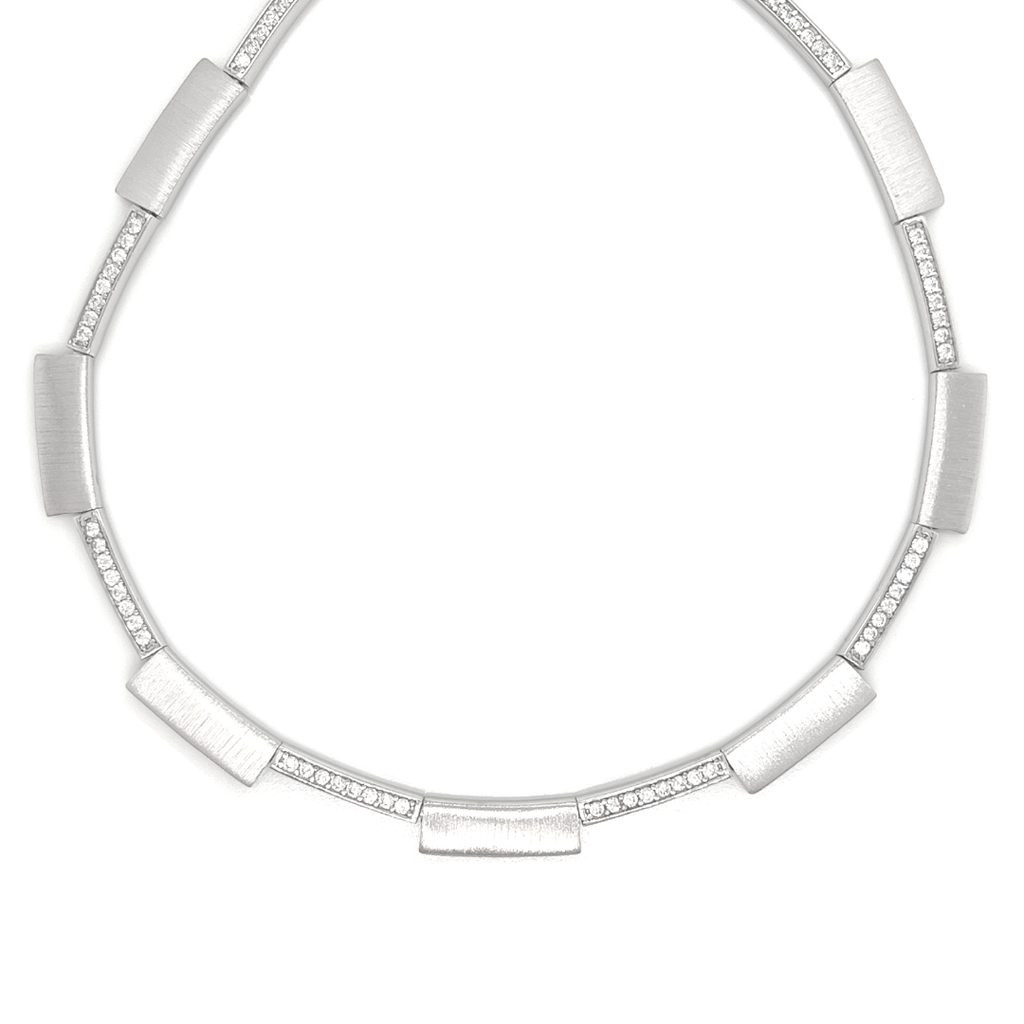 Zilveren collier Mat/ Glans met Zirkonia